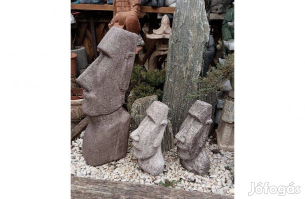 Egzotikus kerti szobor Moai Húsvétszigetek Fej tiki Fagyálló műkő