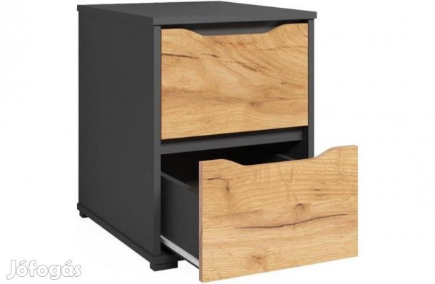 Éjjeliszekrény, antracit-tölgy,Vicco Ruben, 2 fiókos,Új