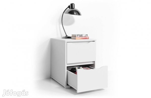 Éjjeliszekrény, fehér,Vicco Ruben, 2 fiókos,Új