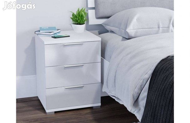 Éjjeliszekrény, fehér-magasfényű fehér,Vicco Florenz, 3 fiókos ,Új
