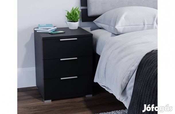 Éjjeliszekrény, fekete,Vicco Florenz ,3 fiókos ,Új