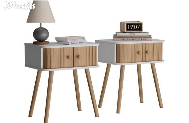 Éjjeliszekrény szett 2 db fehér/bambusz,Vicco Germo ,Új
