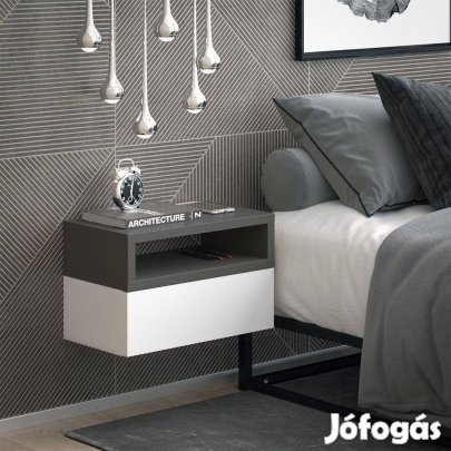 Éjjeliszekrény szett, 2 db, fehér-antracit, 45 cm,Vicco Urbano,Új