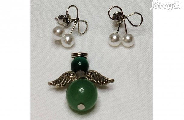 Ékszer fülbevaló + medál (angyal) új