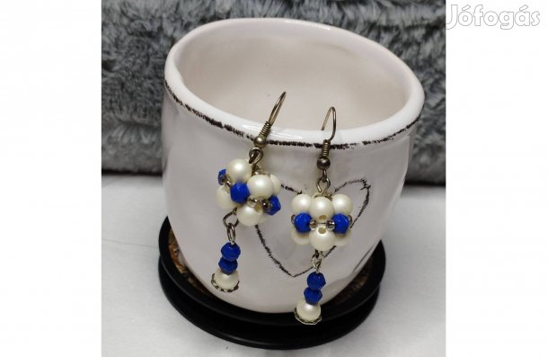 Ékszer fülbevaló kék fehér új