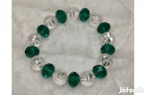 Ékszer kristályszerű zöld karkötő új