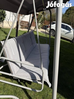 Eladó 249x137x185cm dönthető kerti hintaágy párnával tetővel