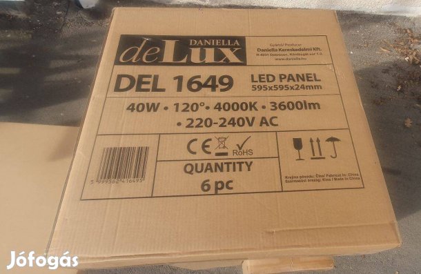 Eladó 24 db Delux DEL1649 LED Panel 600*600 40W 3600lm 4000K