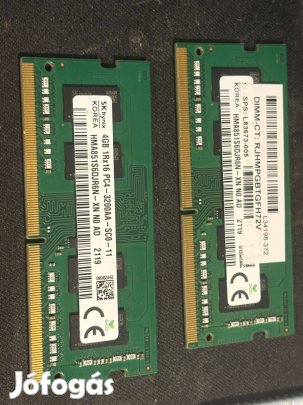 Eladó 2×4GB SK Hynix DDR4 3200MHz SO-DIMM laptop memória