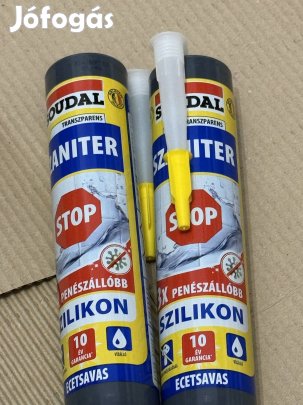 Eladó 2 db Soudal Szaniter STOP szilikon, transzparens 