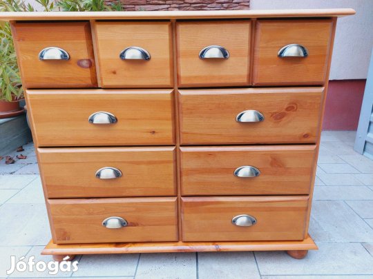 Eladó 2 db teljesen egyforma, Új, 10 fiókos fém fogantyús fenyő komód
