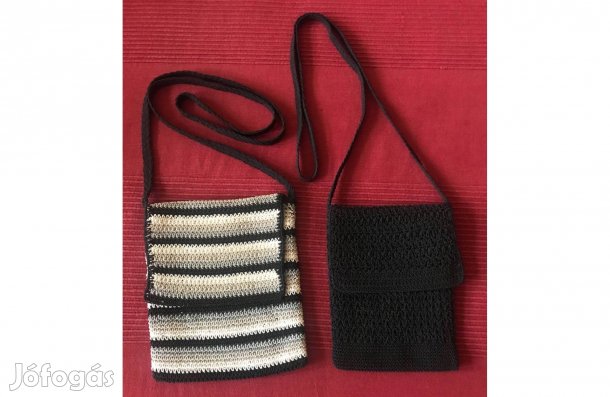 Eladó 2 horgolt táska (kisebb bélelt oldaltáska), újszerű állapotban