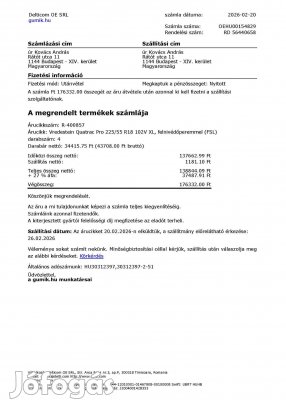 Eladó 4 db 4 évszakos új gumi Verdestin 225/55/R18