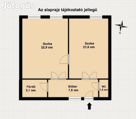 Eladó 57 m2 tégla lakás, Vác