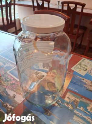 Eladó 5 l-es dunsztos befőttes üveg tetővel