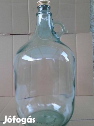 Eladó 5 literes, fogantyús üveg ballon / demizson fém kupakkal!