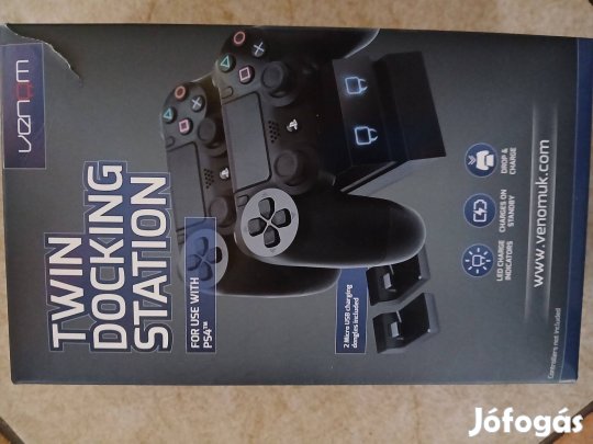 Eladó 66. Ps4 Venom Controller Töltőállomás + 2 db Adapter Dobozában