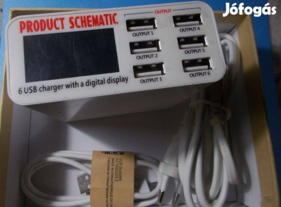 Eladó 6 port USB töltő charger "schematic" tip