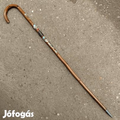 Eladó Antik faragott sétabot görbebot, sétapálca túrabot, túrajelvénye