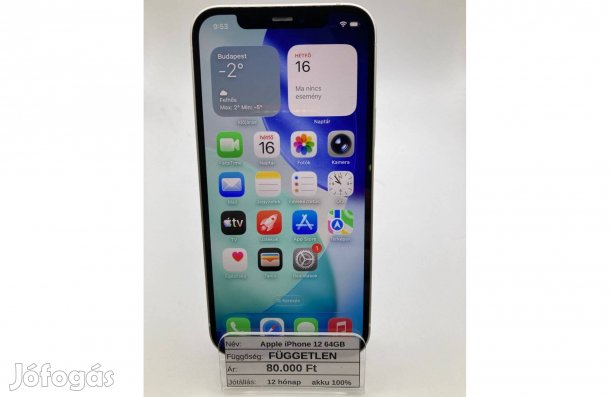 Eladó Apple iphone 12 64GB / 12 hó jótállás