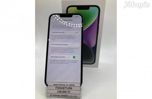 Eladó Apple iphone 14 128GB fekete / 12 hó jótállás