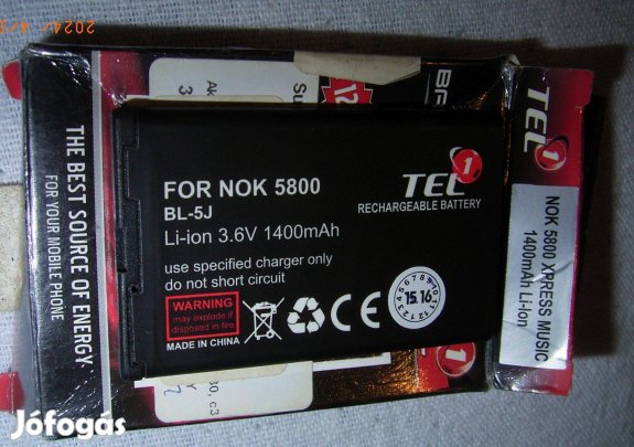 Eladó BL-5J utángyártott nem használt akkumulátor pl. Nokia 5800-hoz