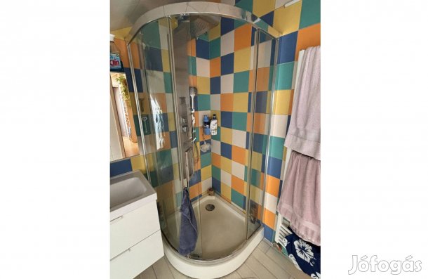 Eladó Bp XI-ben egy Wellis Cassini tolóajtós zuhanykabin+tálca