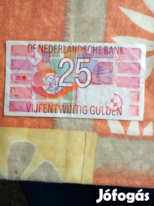 Eladó Holland papír pénz 25 Gulden 1989
