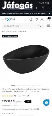 Eladó Mexxen Parma Matt fekete kád!!!