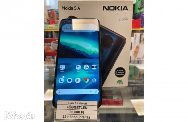 Eladó Nokia 5.4 4/64GB kék / 12 hónap jótállás