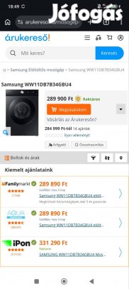 Eladó Samsung elöltöltős mosógép.