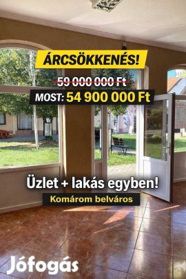 Eladó Üzlet+Lakás Komárom belvárosában!