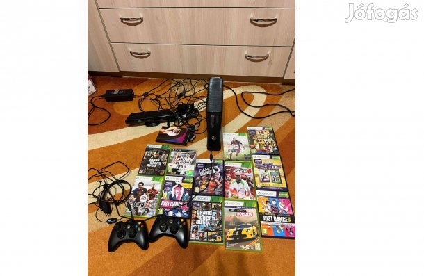 Eladó Xbox 360 (250Gb) Kinect konzollal és 2 darab kontrollerrel
