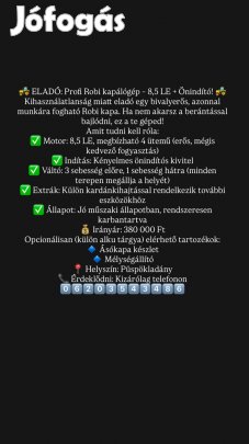 Eladó: Robi kapálógép - 8,5 LE + Önindító! 