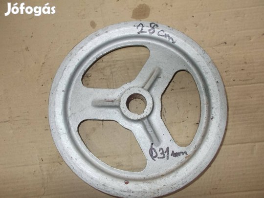 Eladó a képen látható 28 cm átmérőjű két pályás ékszíj tárcsa