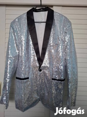 Eladó a képen látható új Flitteres férfi ezüst zakó.