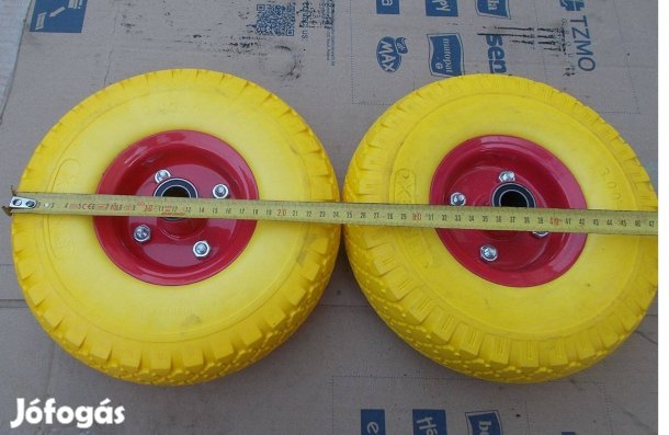 Eladó a képen látható új csapágyazott tömör molnárkocsi kerék párban