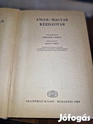 Eladó angol-magyar kéziszótár 1989