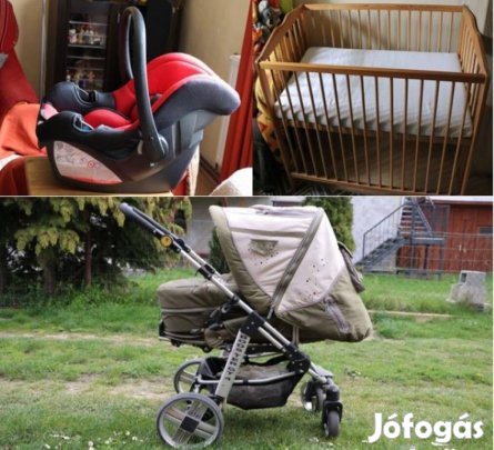 Eladó babaholmik csomagban kiságy, babakocsi, babahordozó, szoptatós