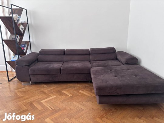 Eladó barna sarokkanapé- kihúzható
