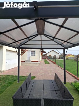 Eladó bontatlan 3x4 m alumínium szürke kerti pavilon