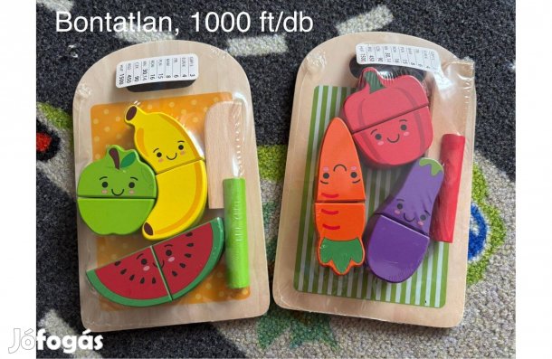 Eladó bontatlan vágható fa gyümölcs és zöldség készlet