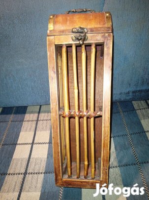 Eladó bortartó fa doboz + Fém bortartó