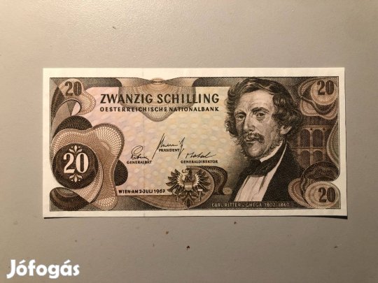 Eladó egy 1967 -es 20 schillinges papírpénz UNC