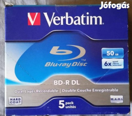 Eladó egy 5 db-ot tartalmazó 50 GB-on írható (DL) Blue Ray lemezcsomag
