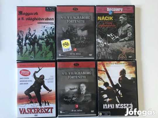 Eladó egyben hat darab történelmi témájú DVD