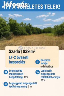 Eladó építési telek Szadán teljes közművel