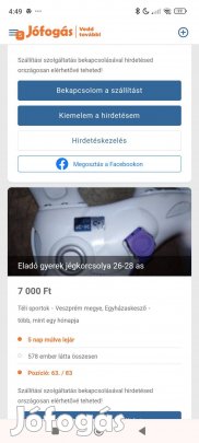 Eladó gyerek korcsolya!