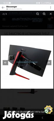 Eladó használt Lg ivelt monitor 86 cm.i