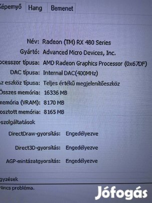 Eladó játékra alkalmas PC - i5 / 16GB RAM / RX 480 8GB / 500GB SSD